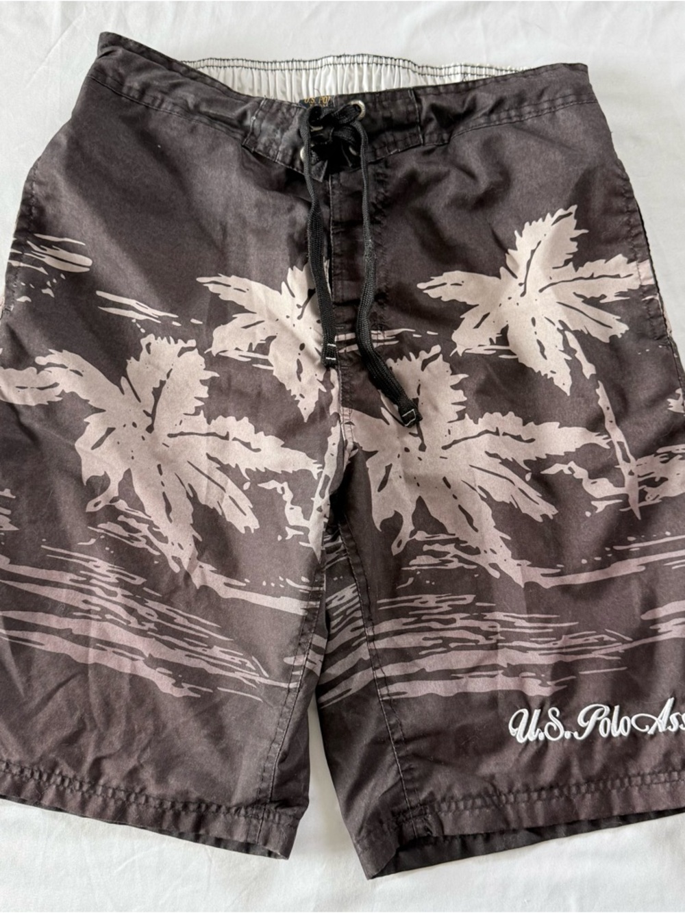 US Polo Assn. Brown Swim Trunks For Men Size Large Mesh Lining Great Condition